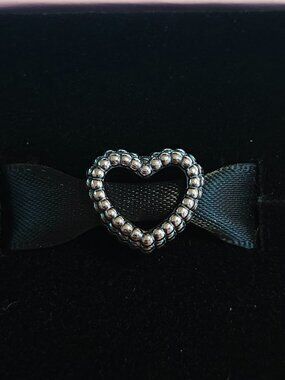 Authentic Pandora Beaded Heart Charm 797516 Sterling Silver